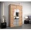 KRYSPOL Schwebetürenschrank Madryt 150 cm mit Spiegel Kleiderschrank mit Kleiderstange und Einlegeboden Schlafzimmer- Wohnzimmerschrank Schiebetüren Modern Design (Artisan Eiche mit Erweiterung)