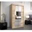 KRYSPOL Schwebetürenschrank Madryt 120 cm mit Spiegel Kleiderschrank mit Kleiderstange und Einlegeboden Schlafzimmer- Wohnzimmerschrank Schiebetüren Modern Design (Sonoma)