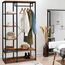 IDMarket - Ankleide Kleiderschrank Regale B. 90 cm HAWKINS dunkles Holz Industriedesign