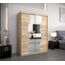 MEBLE KRYSPOL Schwebetürenschrank Madryt 150 cm mit Spiegel Kleiderschrank mit Kleiderstange und Einlegeboden Schlafzimmer- Wohnzimmerschrank Schiebetüren Modern Design (Sonoma)