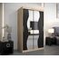 KRYSPOL Schwebetürenschrank Madryt 120 cm mit Spiegel Kleiderschrank mit Kleiderstange und Einlegeboden Schlafzimmer- Wohnzimmerschrank Schiebetüren Modern Design (Sonoma + Schwarz)