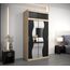 KRYSPOL Schwebetürenschrank Madryt 120 cm mit Spiegel Kleiderschrank mit Kleiderstange und Einlegeboden Schlafzimmer- Wohnzimmerschrank Schiebetüren Modern Design (Sonoma + Schwarz mit Erweiterung)