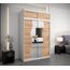 KRYSPOL Schwebetürenschrank Madryt 150 cm mit Spiegel Kleiderschrank mit Kleiderstange und Einlegeboden Schlafzimmer- Wohnzimmerschrank Schiebetüren (Weiß + Artisan Eiche mit Erweiterung)