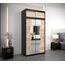 KRYSPOL Schwebetürenschrank Madryt 120 cm mit Spiegel Kleiderschrank mit Kleiderstange und Einlegeboden Schlafzimmer- Wohnzimmerschrank Schiebetüren Modern Design (Schwarz + Sonoma mit Erweiterung)