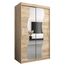 KRYSPOL Schwebetürenschrank Madryt 120 cm mit Spiegel Kleiderschrank mit Kleiderstange und Einlegeboden Schlafzimmer- Wohnzimmerschrank Schiebetüren Modern Design (Sonoma)
