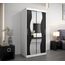 KRYSPOL Schwebetürenschrank Madryt 100 cm mit Spiegel Kleiderschrank mit Kleiderstange und Einlegeboden Schlafzimmer- Wohnzimmerschrank Schiebetüren Modern Design (Weiß + Schwarz)