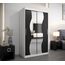 KRYSPOL Schwebetürenschrank Madryt 120 cm mit Spiegel Kleiderschrank mit Kleiderstange und Einlegeboden Schlafzimmer- Wohnzimmerschrank Schiebetüren Modern Design (Weiß + Schwarz)