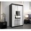 KRYSPOL Schwebetürenschrank Madryt 120 cm mit Spiegel Kleiderschrank mit Kleiderstange und Einlegeboden Schlafzimmer- Wohnzimmerschrank Schiebetüren Modern Design (Schwarz + Weiß)