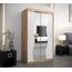 KRYSPOL Schwebetürenschrank Madryt 120 cm mit Spiegel Kleiderschrank mit Kleiderstange und Einlegeboden Schlafzimmer- Wohnzimmerschrank Schiebetüren Modern Design (Artisan Eiche + Weiß)