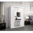 MEBLE KRYSPOL Schwebetürenschrank Madryt 150 cm mit Spiegel Kleiderschrank mit Kleiderstange und Einlegeboden Schlafzimmer- Wohnzimmerschrank Schiebetüren Modern Design (Weiß)