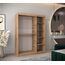 Kryspol Schwebetürenschrank Madryt 150 cm mit Spiegel Kleiderschrank mit Kleiderstange und Einlegeboden Schlafzimmer- Wohnzimmerschrank Schiebetüren Modern Design (Artisan Eiche + Schwarz)