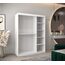 MEBLE KRYSPOL Schwebetürenschrank Madryt 150 cm mit Spiegel Kleiderschrank mit Kleiderstange und Einlegeboden Schlafzimmer- Wohnzimmerschrank Schiebetüren Modern Design (Weiß)