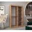 KRYSPOL Schwebetürenschrank Madryt 120 cm mit Spiegel Kleiderschrank mit Kleiderstange und Einlegeboden Schlafzimmer- Wohnzimmerschrank Schiebetüren Modern Design (Artisan Eiche + Schwarz)