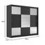 Furniture24 Kleiderschrank Aruba II 250 Schlafzimmer 3 Türiger Schwebetürenschrank Schrank mit Kleiderstange 2 Schubkästen Graphite/Graphite Glas