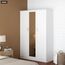 3 Türen Spiegelschrank für Schlafzimmer Schlafzimmer Möbel Robe mit 6 Staufächern, Kleiderstange, 115,4 x 50 x 180 cm (Weiß)