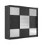 Furniture24 Kleiderschrank Aruba II 250 Schlafzimmer 3 Türiger Schwebetürenschrank Schrank mit Kleiderstange 2 Schubkästen Graphite/Graphite Glas