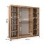 KRYSPOL Schwebetürenschrank Madryt 200 cm mit Spiegel Kleiderschrank mit Kleiderstange und Einlegeboden Schlafzimmer- Wohnzimmerschrank Schiebetüren Modern Design (Sonoma + Schwarz)