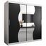 KRYSPOL Schwebetürenschrank Madryt 200 cm mit Spiegel Kleiderschrank mit Kleiderstange und Einlegeboden Schlafzimmer- Wohnzimmerschrank Schiebetüren Modern Design (Weiß + Schwarz)