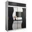 KRYSPOL Schwebetürenschrank Madryt 180 cm mit Spiegel Kleiderschrank mit Kleiderstange und Einlegeboden Schlafzimmer- Wohnzimmerschrank Schiebetüren Modern Design (Weiß + Schwarz mit Erweiterung)