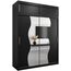 KRYSPOL Schwebetürenschrank Madryt 180 cm mit Spiegel Kleiderschrank mit Kleiderstange und Einlegeboden Schlafzimmer- Wohnzimmerschrank Schiebetüren Modern Design (Schwarz mit Erweiterung)