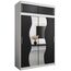 KRYSPOL Schwebetürenschrank Madryt 150 cm mit Spiegel Kleiderschrank mit Kleiderstange und Einlegeboden Schlafzimmer- Wohnzimmerschrank Schiebetüren Modern Design (Weiß + Schwarz mit Erweiterung)