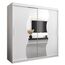 KRYSPOL Schwebetürenschrank Madryt 200 cm mit Spiegel Kleiderschrank mit Kleiderstange und Einlegeboden Schlafzimmer- Wohnzimmerschrank Schiebetüren Modern Design (Weiß)