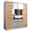 KRYSPOL Schwebetürenschrank Madryt 180 cm mit Spiegel Kleiderschrank mit Kleiderstange und Einlegeboden Schlafzimmer- Wohnzimmerschrank Schiebetüren Modern Design (Weiß + Artisan Eiche)