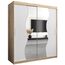 KRYSPOL Schwebetürenschrank Madryt 180 cm mit Spiegel Kleiderschrank mit Kleiderstange und Einlegeboden Schlafzimmer- Wohnzimmerschrank Schiebetüren Modern Design (Sonoma + Weiß)