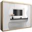 KRYSPOL Schwebetürenschrank Madryt 250 cm mit Spiegel Kleiderschrank mit Kleiderstange und Einlegeboden Schlafzimmer- Wohnzimmerschrank Schiebetüren Modern Design (Sonoma + Weiß)