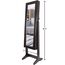 Greenco Free Standing Jewelry Organizer Armoire with Large Mirror and Led Lights, Lockable, Espresso