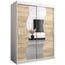 KRYSPOL Schwebetürenschrank Madryt 150 cm mit Spiegel Kleiderschrank mit Kleiderstange und Einlegeboden Schlafzimmer- Wohnzimmerschrank Schiebetüren Modern Design (Weiß + Sonoma)