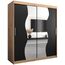 KRYSPOL Schwebetürenschrank Madryt 180 cm mit Spiegel Kleiderschrank mit Kleiderstange und Einlegeboden Schlafzimmer- Wohnzimmerschrank Schiebetüren Modern Design (Artisan Eiche + Schwarz)