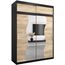 KRYSPOL Schwebetürenschrank Madryt 180 cm mit Spiegel Kleiderschrank mit Kleiderstange und Einlegeboden Schlafzimmer- Wohnzimmerschrank Schiebetüren Modern Design (Schwarz + Sonoma mit Erweiterung)