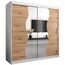 KRYSPOL Schwebetürenschrank Madryt 200 cm mit Spiegel Kleiderschrank mit Kleiderstange und Einlegeboden Schlafzimmer- Wohnzimmerschrank Schiebetüren Modern Design (Weiß + Artisan Eiche)