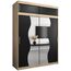 KRYSPOL Schwebetürenschrank Madryt 180 cm mit Spiegel Kleiderschrank mit Kleiderstange und Einlegeboden Schlafzimmer- Wohnzimmerschrank Schiebetüren Modern Design (Sonoma + Schwarz mit Erweiterung)