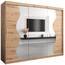KRYSPOL Schwebetürenschrank Madryt 250 cm mit Spiegel Kleiderschrank mit Kleiderstange und Einlegeboden Schlafzimmer- Wohnzimmerschrank Schiebetüren Modern Design (Artisan Eiche)