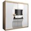 KRYSPOL Schwebetürenschrank Madryt 200 cm mit Spiegel Kleiderschrank mit Kleiderstange und Einlegeboden Schlafzimmer- Wohnzimmerschrank Schiebetüren Modern Design (Sonoma + Weiß)