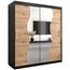 KRYSPOL Schwebetürenschrank Madryt 180 cm mit Spiegel Kleiderschrank Kleiderstange und Einlegeboden Schlafzimmer- Wohnzimmerschrank Schiebetüren Modern Design (Schwarz + Artisan Eiche)