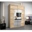 KRYSPOL Schwebetürenschrank Madryt 180 cm mit Spiegel Kleiderschrank mit Kleiderstange und Einlegeboden Schlafzimmer- Wohnzimmerschrank Schiebetüren Modern Design (Sonoma mit Erweiterung)