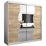 KRYSPOL Schwebetürenschrank Madryt 200 cm mit Spiegel Kleiderschrank mit Kleiderstange und Einlegeboden Schlafzimmer- Wohnzimmerschrank Schiebetüren Modern Design (Weiß + Sonoma)