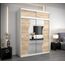KRYSPOL Schwebetürenschrank Madryt 180 cm mit Spiegel Kleiderschrank mit Kleiderstange und Einlegeboden Schlafzimmer- Wohnzimmerschrank Schiebetüren Modern Design (Weiß + Sonoma mit Erweiterung)