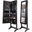 Greenco Free Standing Jewelry Organizer Armoire with Large Mirror and Led Lights, Lockable, Espresso