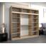 KRYSPOL Schwebetürenschrank Madryt 250 cm mit Spiegel Kleiderschrank mit Kleiderstange und Einlegeboden Schlafzimmer- Wohnzimmerschrank Schiebetüren Modern Design (Sonoma + Weiß mit Erweiterung)