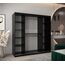 KRYSPOL Schwebetürenschrank Madryt 200 cm mit Spiegel Kleiderschrank mit Kleiderstange und Einlegeboden Schlafzimmer- Wohnzimmerschrank Schiebetüren Modern Design (Schwarz + Artisan Eiche)