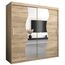 KRYSPOL Schwebetürenschrank Madryt 200 cm mit Spiegel Kleiderschrank mit Kleiderstange und Einlegeboden Schlafzimmer- Wohnzimmerschrank Schiebetüren Modern Design (Sonoma)