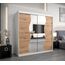 KRYSPOL Schwebetürenschrank Madryt 200 cm mit Spiegel Kleiderschrank mit Kleiderstange und Einlegeboden Schlafzimmer- Wohnzimmerschrank Schiebetüren Modern Design (Weiß + Artisan Eiche)