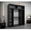 KRYSPOL Schwebetürenschrank Madryt 200 cm mit Spiegel Kleiderschrank mit Kleiderstange und Einlegeboden Schlafzimmer- Wohnzimmerschrank Schiebetüren Modern Design (Schwarz + Sonoma mit Erweiterung)