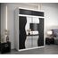 KRYSPOL Schwebetürenschrank Madryt 180 cm mit Spiegel Kleiderschrank mit Kleiderstange und Einlegeboden Schlafzimmer- Wohnzimmerschrank Schiebetüren Modern Design (Weiß + Schwarz mit Erweiterung)