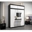 KRYSPOL Schwebetürenschrank Madryt 180 cm mit Spiegel Kleiderschrank mit Kleiderstange und Einlegeboden Schlafzimmer- Wohnzimmerschrank Schiebetüren Modern Design (Schwarz + Weiß mit Erweiterung)