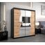 KRYSPOL Schwebetürenschrank Madryt 180 cm mit Spiegel Kleiderschrank Kleiderstange und Einlegeboden Schlafzimmer- Wohnzimmerschrank Schiebetüren Modern Design (Schwarz + Artisan Eiche)